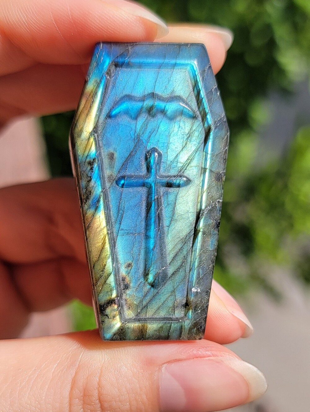 (#3) NEW 1.95" LABRADORITE CASKET. $9 plus shipping